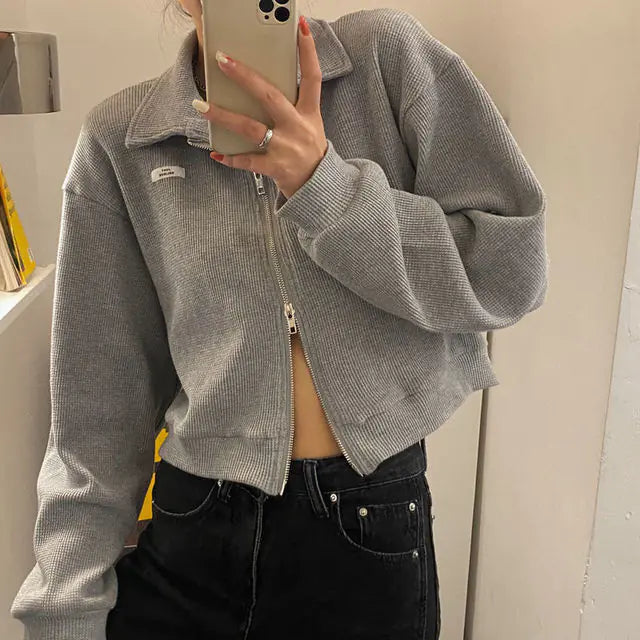 Cropped Jacket with Zipper - Snuggle Up