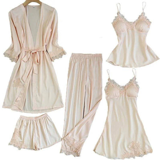 Satin Pajama Set (5 Piece)